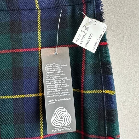 Highland Home Industries Scotland MacLeod Tartan Plaid Wool Wrap Skirt 12 - Picture 3 of 10